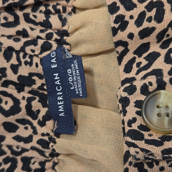 American Eagle Leopard Print Black & Brown Paper Bag Waist Mini Skirt Large - Picture 8 of 9